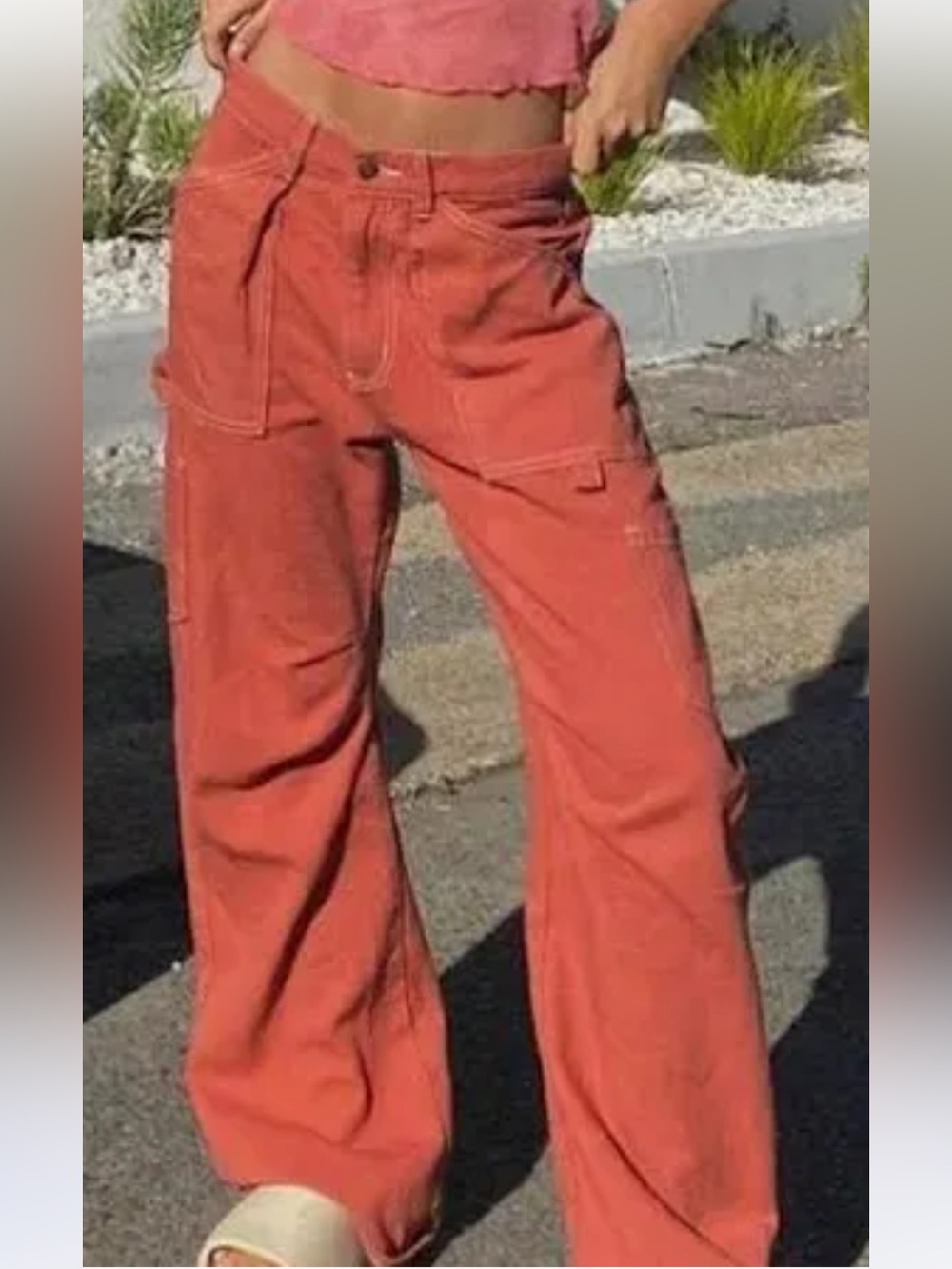 Lioness Miami Vice faded Red Cargo Carpenter Pants sz S - Picture 3 of 9